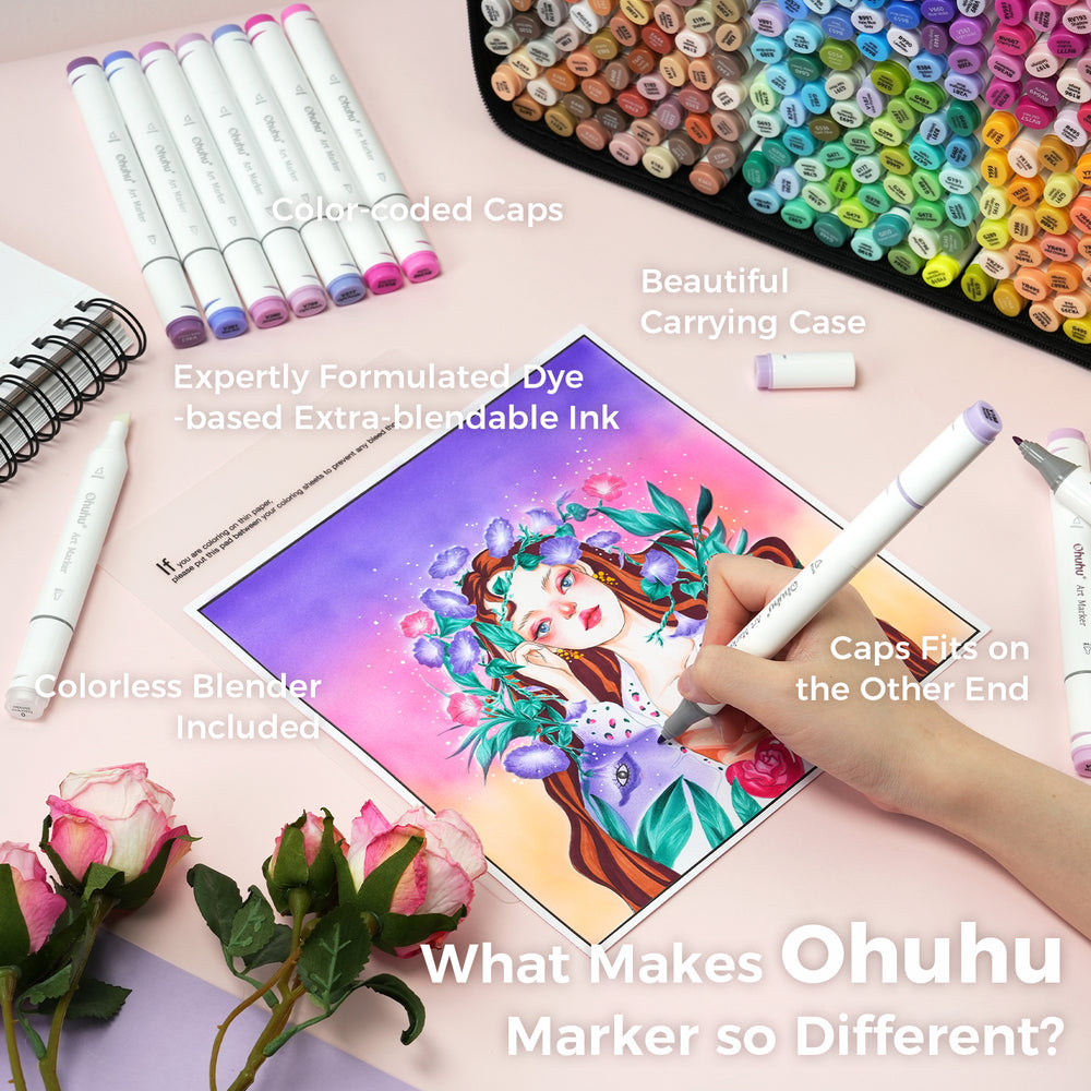 Ohuhu Oahu 320 Colors Dual Tips Alcohol Art Markers, Fine & Chisel (Brazil Domestic Shipping)