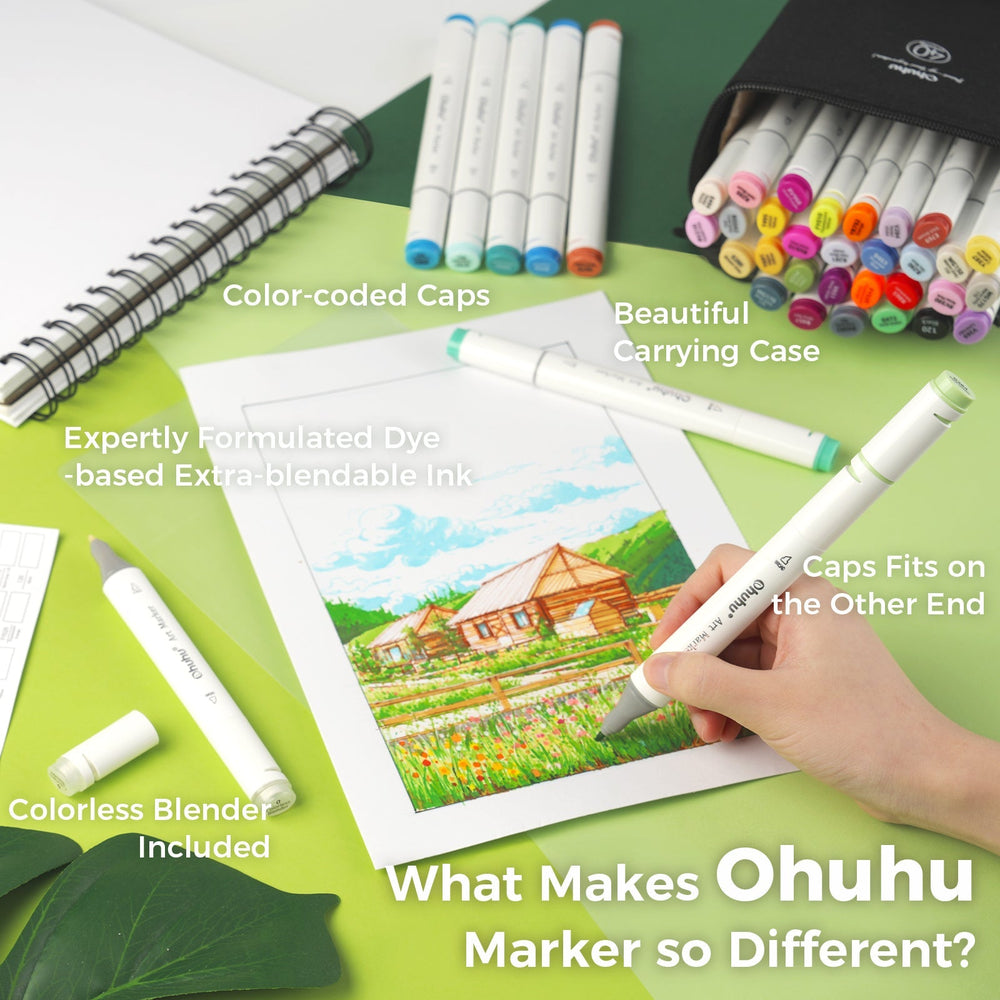 Ohuhu Oahu 40 Colors Dual Tips Alcohol Art Markers, Fine & Chisel (Brazil Domestic Shipping)