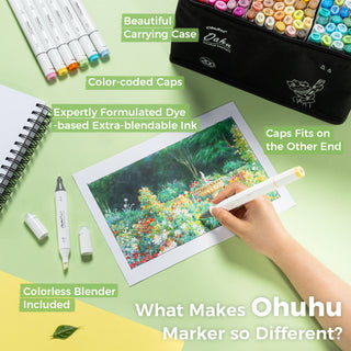 Ohuhu Oahu 200 Colors Dual Tips Alcohol Art Markers, Fine & Chisel (Brazil Domestic Shipping)
