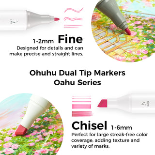 Ohuhu Oahu 48 Pastel Colors Dual Tips Alcohol Art Markers, Fine & Chisel (Brazil Domestic Shipping)