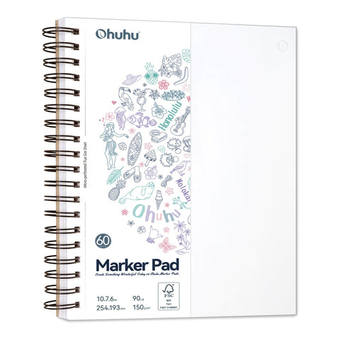 Ohuhu Bleedproof Double-Sided Marker Pad, Spiral-Bound (Brazil Domestic Shipping)