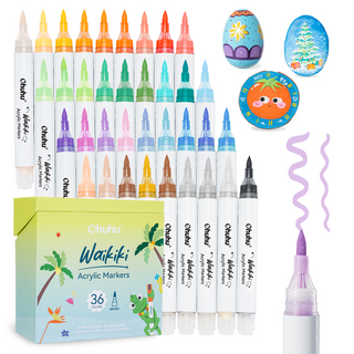 Ohuhu Top Pump Acrylic Paint Markers Brush Tip 36 Colors Paint Pens-Waikiki
