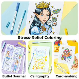 Ohuhu Pupe B 40 Paper-friendly (No Peeling)  Markers＆ Coloring Book Set