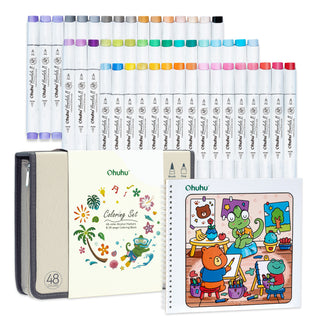 Ohuhu Honolulu B 48 Colors Alcohol Markers with Coloring Book
