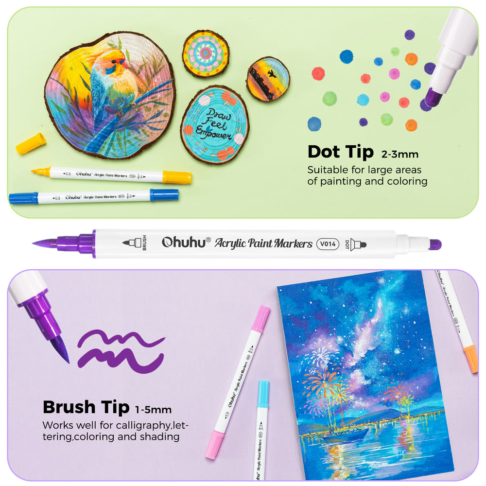 Ohuhu Acrylic Paint Markers Cotton-core 36 Colors - Akaka