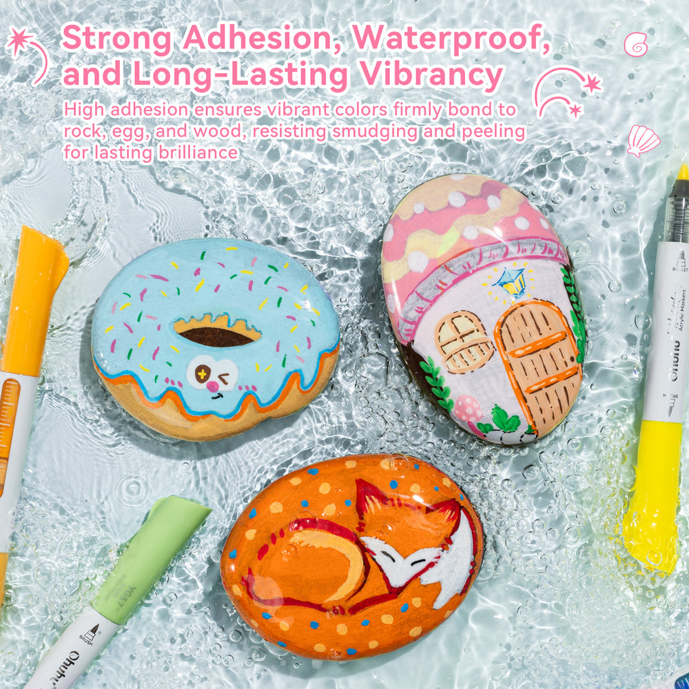 Ohuhu 24 Colors Brush & Bullet Automatic Ink Control Acrylic Markers - Waimoku