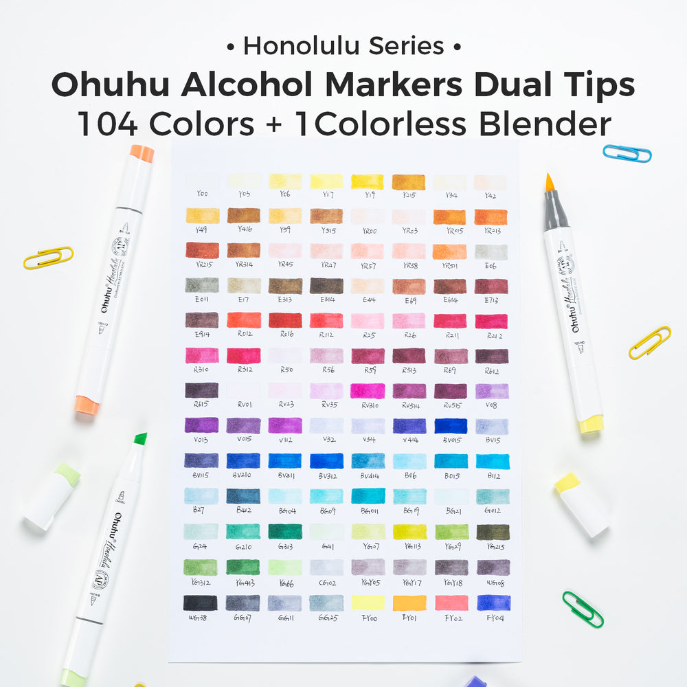 Ohuhu Honolulu 104 Colors Dual Tips Alcohol Art Markers (Brazil Domestic Shipping)