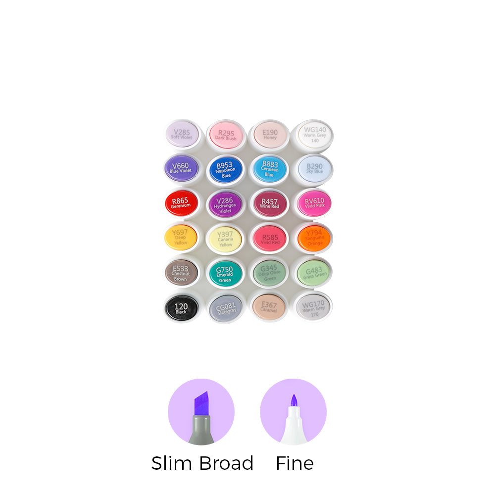 Ohuhu Kaala Five Tones Slim Broad and Fine Dual Tips Alcohol Art Markers