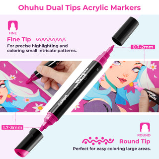 Ohuhu Dual Nib Waterproof Acrylic Pen 30 Colors