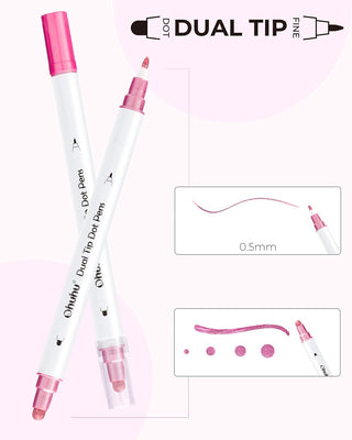 Ohuhu Dual Tip Dot Markers 15 Colors Dot Marker Pens (Fine & Dot)